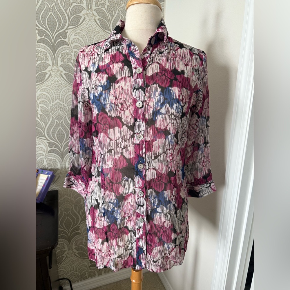 Chico's Multicolor 100% Silk Blouse Chicos size 0
